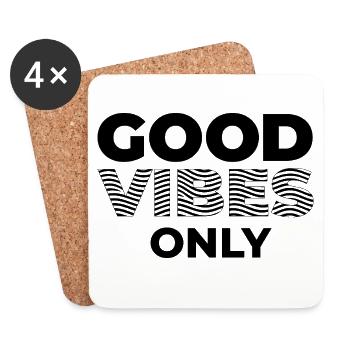 GOOD_VIBES_ONLY_Black - Coasters (set of 4) - white - Front