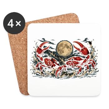 Crabs in the Moonlight Sea Graphic Design - Coasters (set of 4) - white - Front