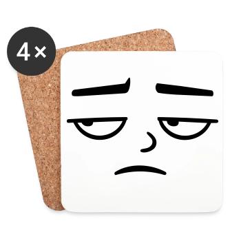 Grumpy sad disappointed face funny - Coasters (set of 4) - white - Front