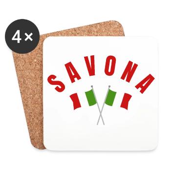 Savona Crossed Italian Flags Emblem - Coasters (set of 4) - white - Front