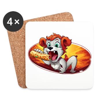 Fiery Pizza Dog - Coasters (set of 4) - white - Front