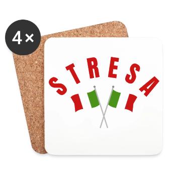Stresa avec drapeaux italiens croisés - Dessous de verre (lot de 4) - blanc - Devant