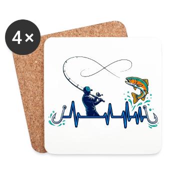 Angler Heartbeat ECG Infinity Fish - Coasters (set of 4) - white - Front