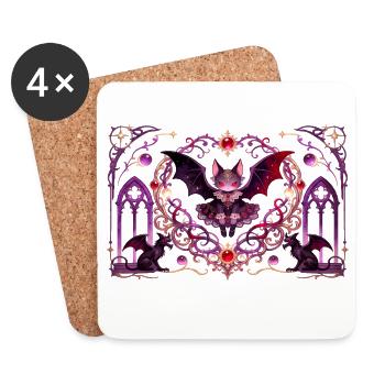 Chat vampire gothique Dark Fantasy Design de sorcellerie - Dessous de verre (lot de 4) - blanc - Devant