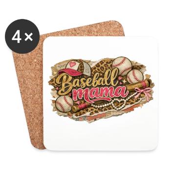 Baseball Mama Leopard – Grunge-Western-Stil - Untersetzer (4er-Set) - Weiß - Vorne