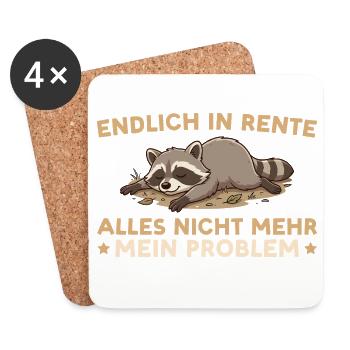 Rente Abschied Kollege Renteneintritt Waschbär - Untersetzer (4er-Set) - Weiß - Vorne