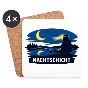 Nachtfischer Silhouette bei Mondschein - Untersetzer (4er-Set) - Weiß - Vorne