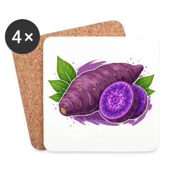 Ube Yamswurzel Food Design - Untersetzer (4er-Set) - Weiß - Vorne