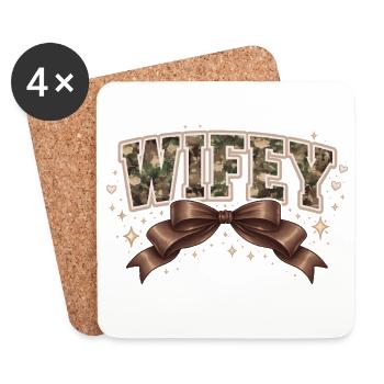 WIFEY Tarnung und Brauner Bogen | Koketter Stil - Untersetzer (4er-Set) - Weiß - Vorne