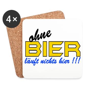 ohne Bier läuft hier nichts - Untersetzer (4er-Set) - Weiß - Vorne