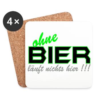 Bier - Läuft nichts hier - Untersetzer (4er-Set) - Weiß - Vorne