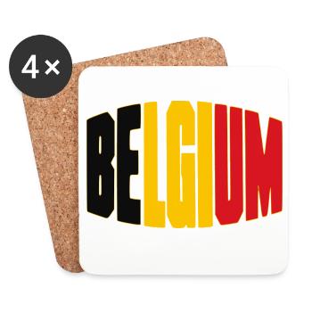 Belgium Football Shirt, Belgian Fan Design - Coasters (set of 4) - white - Front