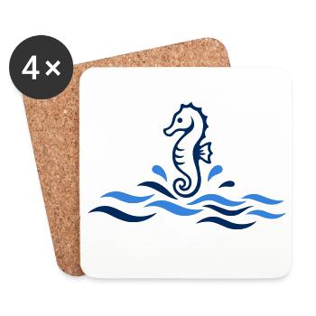 Hippocampe minimaliste - Dessous de verre (lot de 4) - blanc - Devant