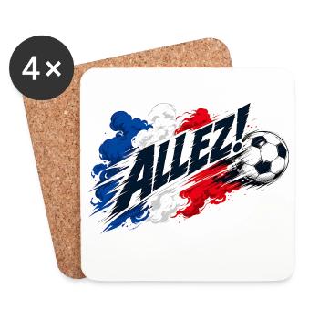 Allez Frankreich Spruch Fußball Fan Motiv - Untersetzer (4er-Set) - Weiß - Vorne