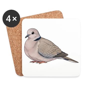 Pigeon eurasiatique - Dessous de verre (lot de 4) - blanc - Devant