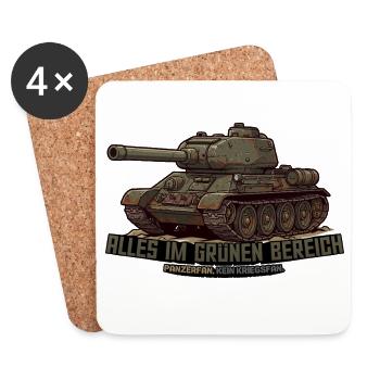 T-34 Panzer – Alles im grünen Bereich - Untersetzer (4er-Set) - Weiß - Vorne