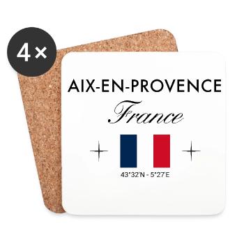Aix en Provence Frankreich Koordinaten Reise - Untersetzer (4er-Set) - Weiß - Vorne