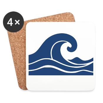 Wave Minimal Sea Beach Holiday Gift - Coasters (set of 4) - white - Front