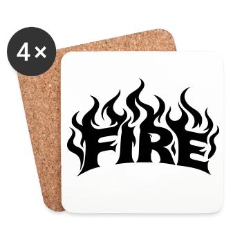 Fire flames - colors freely selectable - Coasters (set of 4) - white - Front