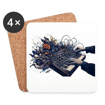 Abstrakte florale Tastatur und Klangenergie - Untersetzer (4er-Set) - Weiß - Vorne