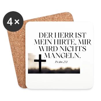 Psalm 23 Hirte Vertrauen Kreuz - Untersetzer (4er-Set) - Weiß - Vorne