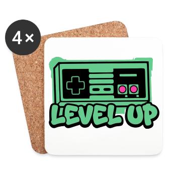 Level Up Controller Icon - Untersetzer (4er-Set) - Weiß - Vorne