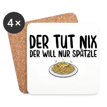 Schwäbische Küche Der will nur Spätzle - Untersetzer (4er-Set) - Weiß - Vorne