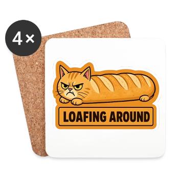 Lustiges wütendes Katzenbrot-Baguette - Untersetzer (4er-Set) - Weiß - Vorne