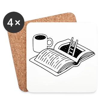 Lesen & Kaffee | Flucht - Untersetzer (4er-Set) - Weiß - Vorne