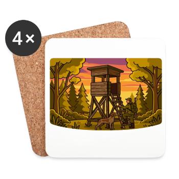 Waldjagd Aussichtsturm - Untersetzer (4er-Set) - Weiß - Vorne