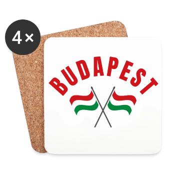 Budapest Hungarian Flags - Coasters (set of 4) - white - Front