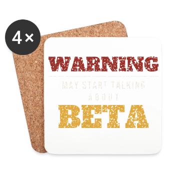 Warning Talks About Beta - Coasters (set of 4) - white - Front