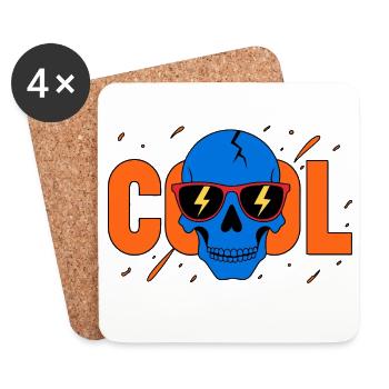 Cool Skull Flash Sunglasses - Coasters (set of 4) - white - Front