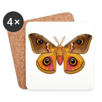 Empereur Papillon Saturnia pavonia - Dessous de verre (lot de 4) - blanc - Devant