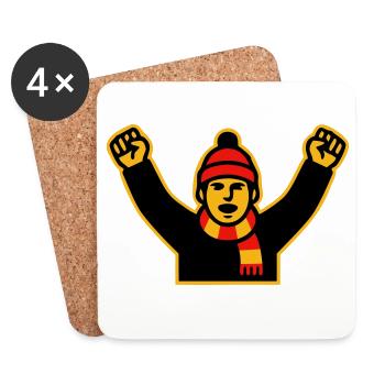 Icône des supporters de football en encouragement - Dessous de verre (lot de 4) - blanc - Devant