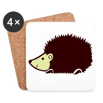 Cuddly hedgehog silhouette - Coasters (set of 4) - white - Front