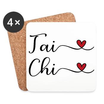 Tai Chi Herz - Untersetzer (4er-Set) - Weiß - Vorne