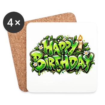 Alles Gute zum Geburtstag Graffiti-Kerze: Naturgeschenk! - Untersetzer (4er-Set) - Weiß - Vorne