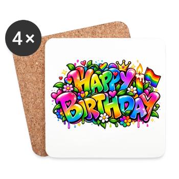 Herzlichen Glückwunsch zum Geburtstag Graffiti Pride: Pride garantiert! - Untersetzer (4er-Set) - Weiß - Vorne