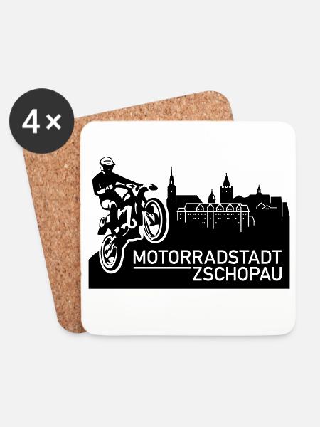 Motorradstadt Zschopau (Farbe änderbar) - Untersetzer (4er-Set) - Weiß