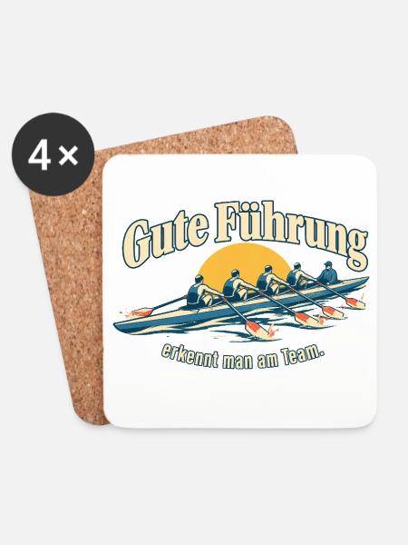 Gute Führung Teamgeschenk für Chefin oder Chef - Untersetzer (4er-Set) - Weiß