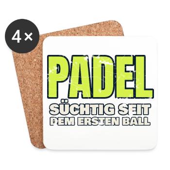 Padel - süchtig seit dem ersten Ball - Vintage - Untersetzer (4er-Set) - Weiß - Vorne