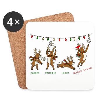 Volleyball Weihnachten Rentiere Lustiges Geschenk - Untersetzer (4er-Set) - Weiß - Vorne