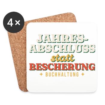 Jahresabschluss statt Bescherung - Buchhaltung - Untersetzer (4er-Set) - Weiß - Vorne