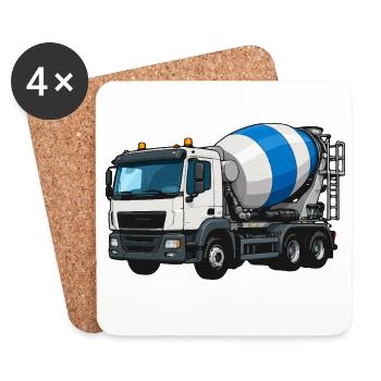 Betonmischer Lastwagen Design - Untersetzer (4er-Set) - Weiß - Vorne