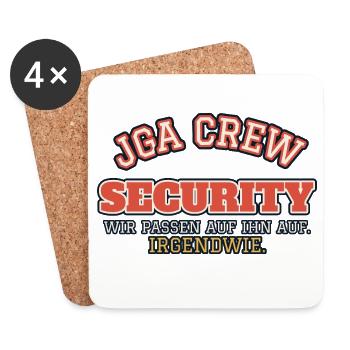 JGA Crew Security - wir passen auf ihn auf - Untersetzer (4er-Set) - Weiß - Vorne
