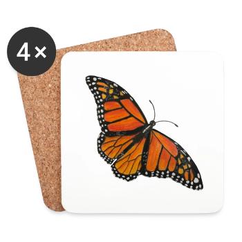 Papillon Monarque Papillon Entomologiste Errant Fold - Dessous de verre (lot de 4) - blanc - Devant
