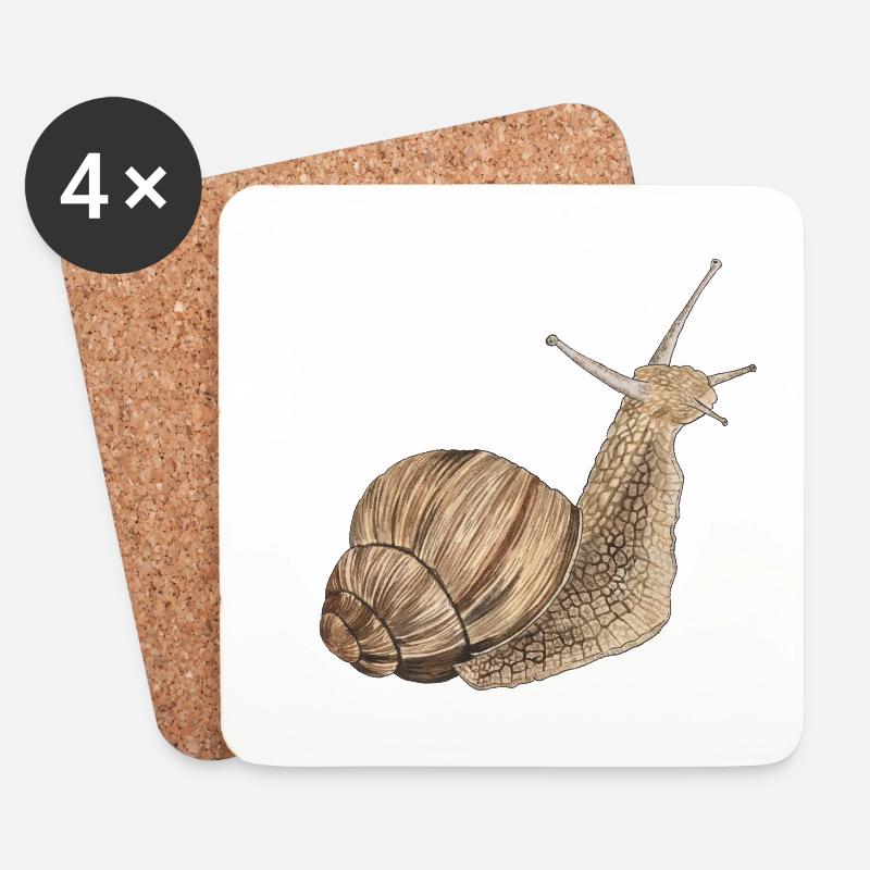 Schnecke Weinbergschnecke - Untersetzer (4er-Set) - Weiß