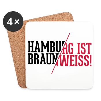 Hamburg ist braun weiß - St. Pauli T-Shirt - Untersetzer (4er-Set) - Weiß - Vorne