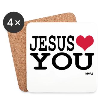 Jesus loves you Message d'amour et de foi  - Dessous de verre (lot de 4) - blanc - Devant